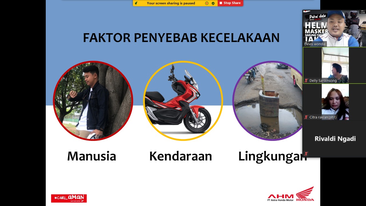 Honda Kembali Memberikan Edukasi Keselamatan Berkendara #Cari_Aman kepada Pelajar SMK N 3 Manado
